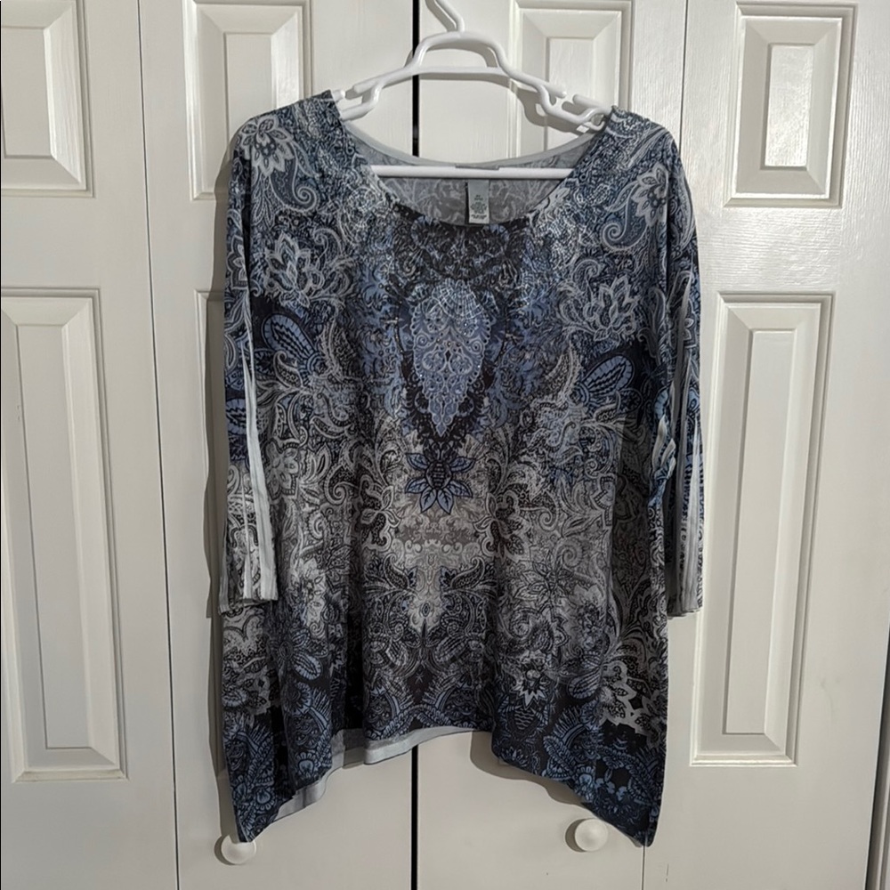 Elegant Blue Paisley Women's Top